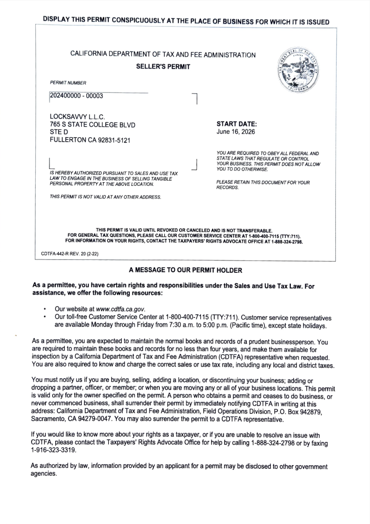California reseller permit